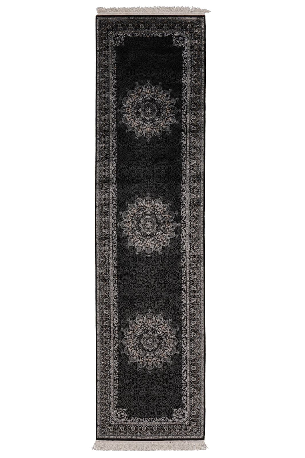 3x10 Black and Ivory Turkish Antep Runner