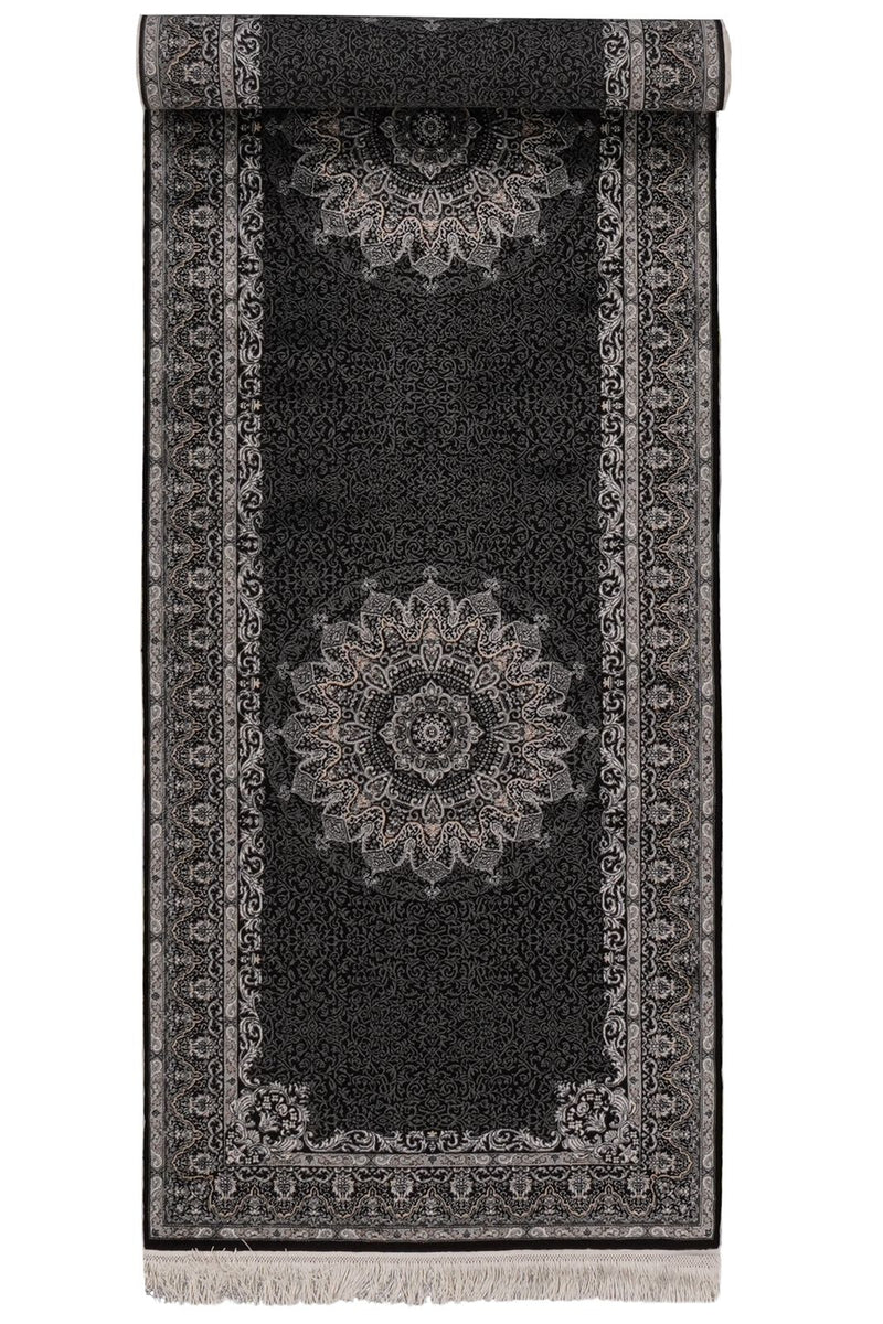 3x10 Black and Ivory Turkish Antep Runner