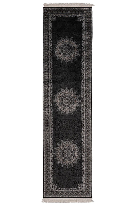 3x10 Black and Ivory Turkish Antep Runner