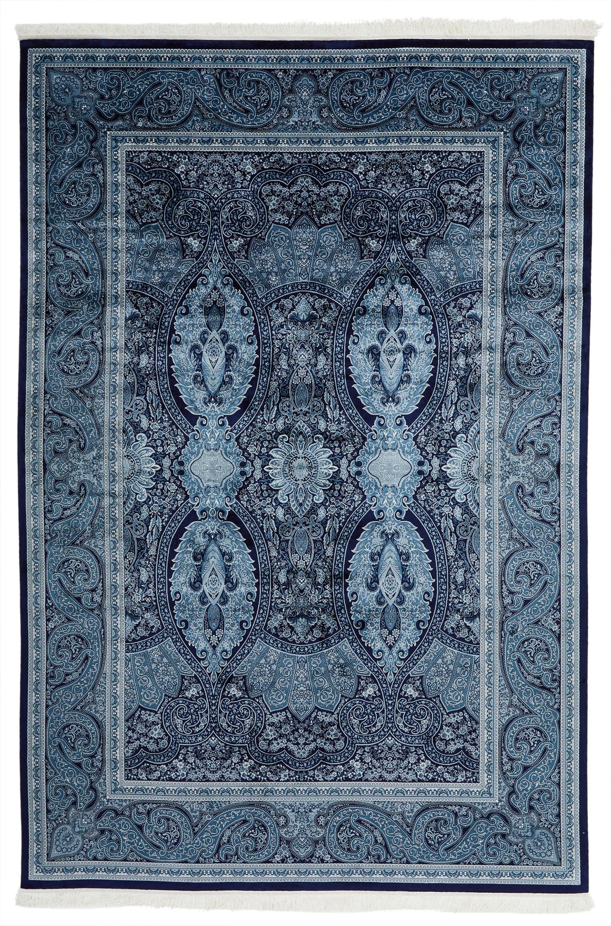 7x10 Navy and Ivory Turkish Antep Rug