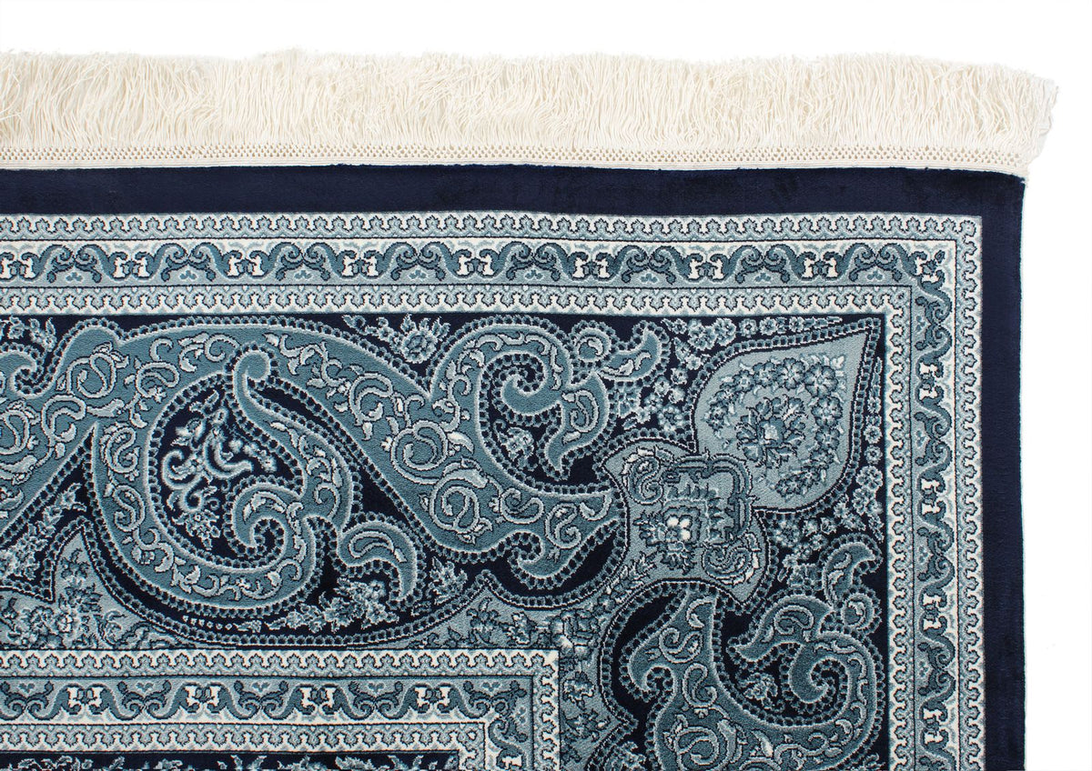 7x10 Navy and Ivory Turkish Antep Rug