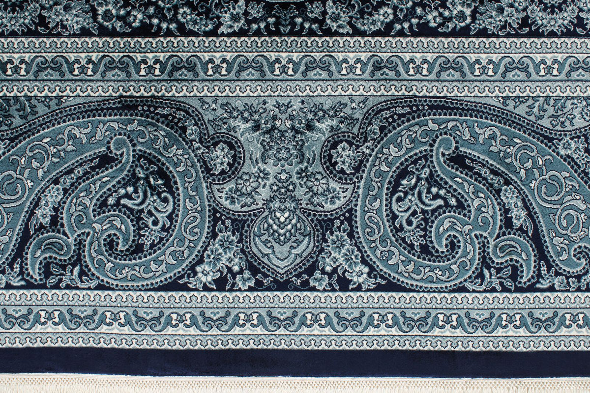7x10 Navy and Ivory Turkish Antep Rug