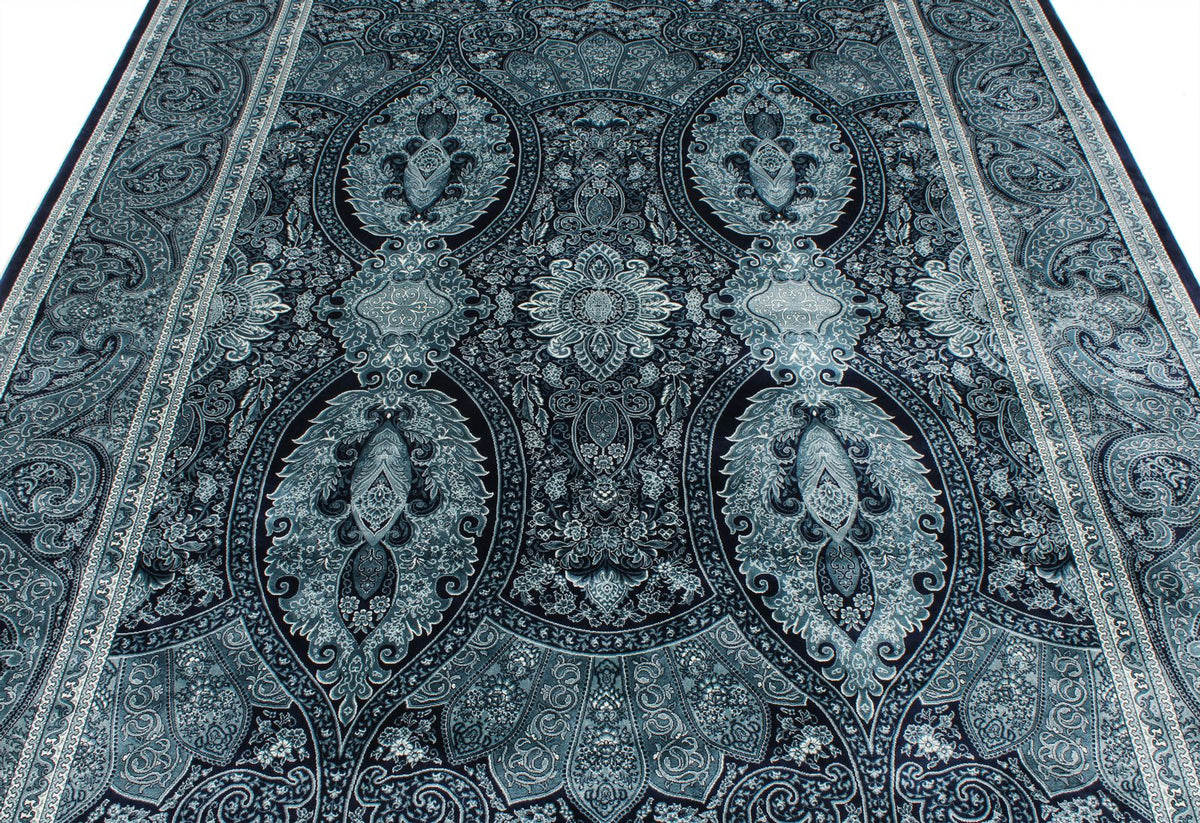 7x10 Navy and Ivory Turkish Antep Rug