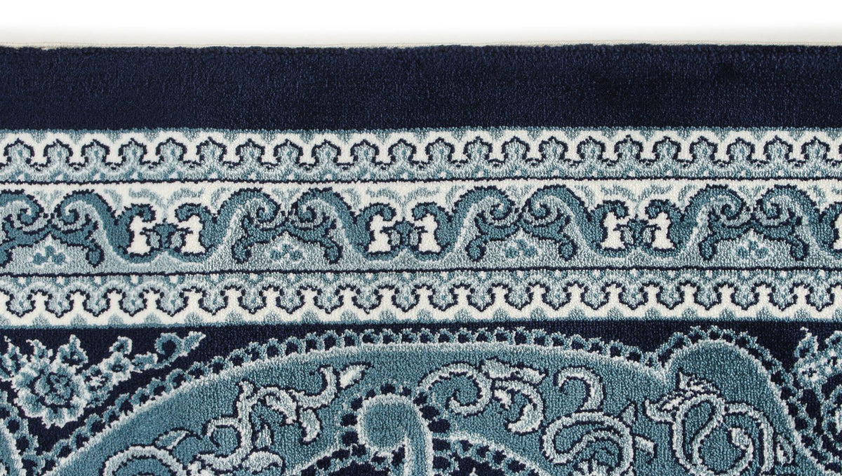 7x10 Navy and Ivory Turkish Antep Rug