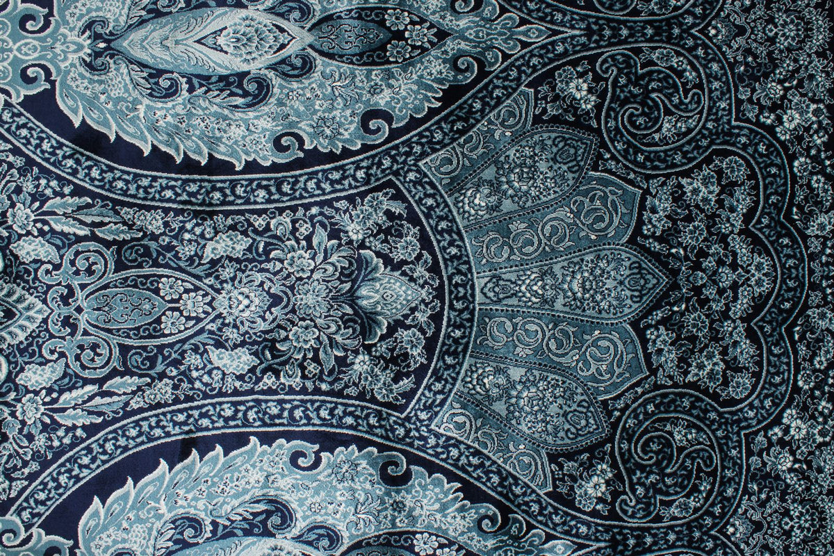7x10 Navy and Ivory Turkish Antep Rug
