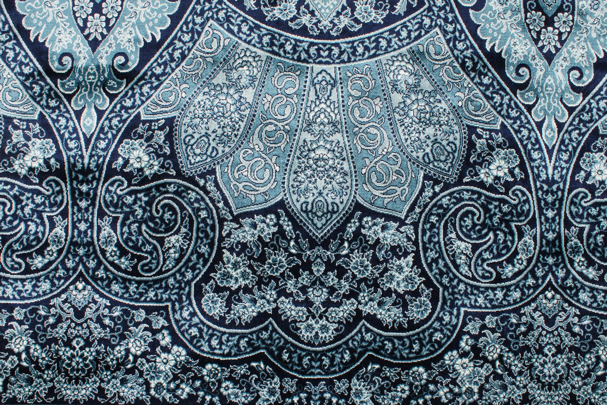 7x10 Navy and Ivory Turkish Antep Rug