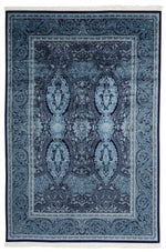 7x10 Navy and Ivory Turkish Antep Rug