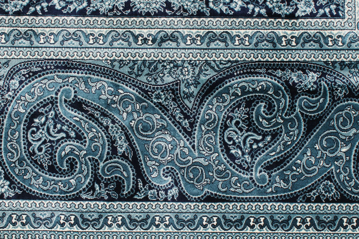 7x10 Navy and Ivory Turkish Antep Rug