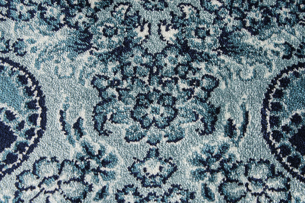 7x10 Navy and Ivory Turkish Antep Rug