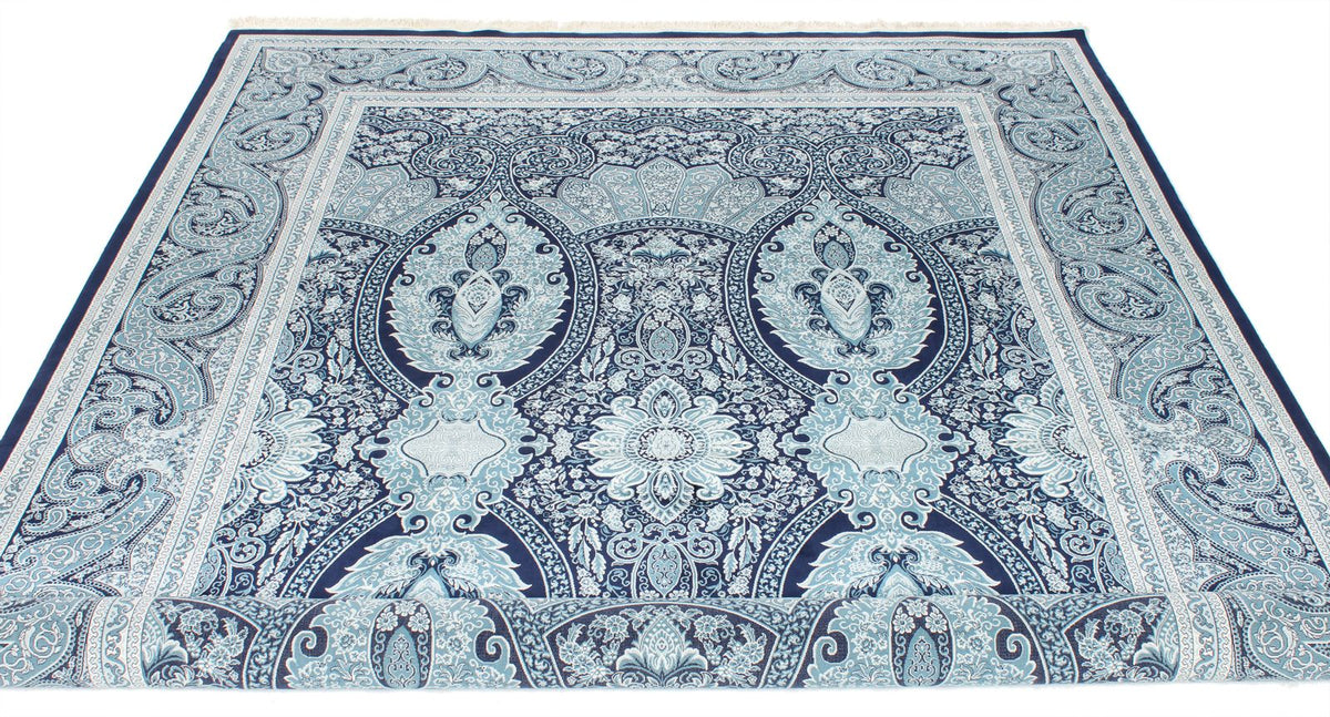 7x10 Navy and Ivory Turkish Antep Rug