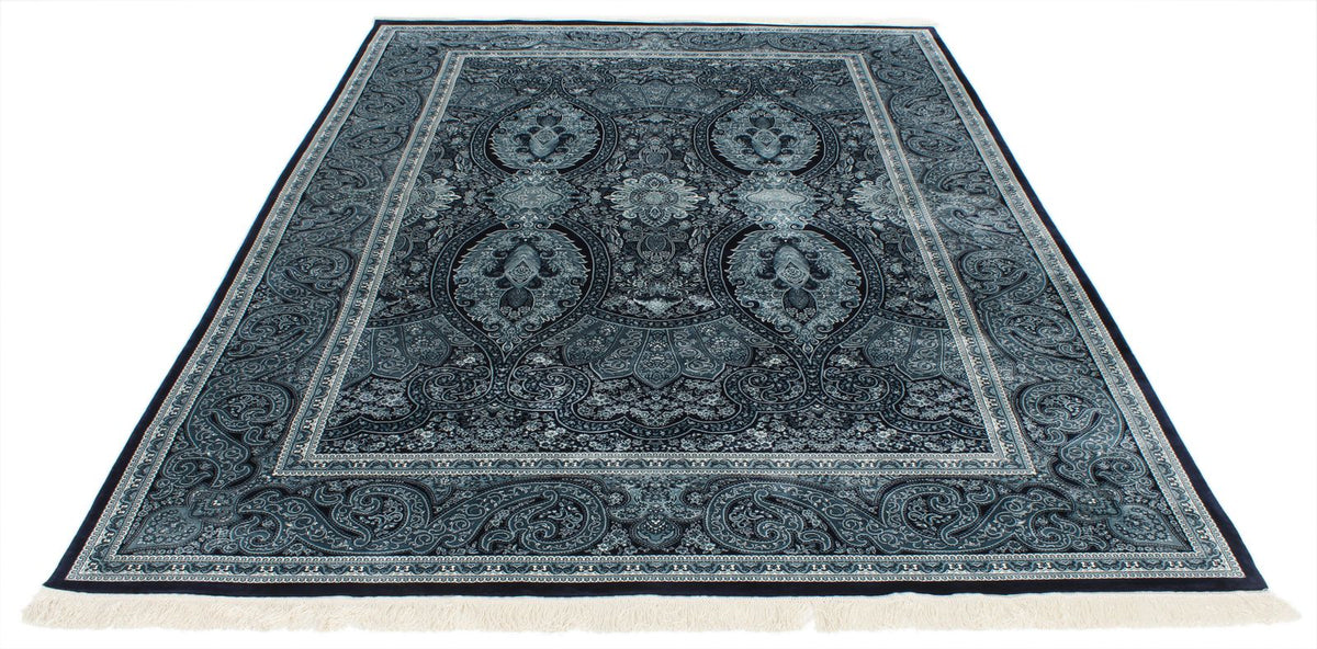 7x10 Navy and Ivory Turkish Antep Rug