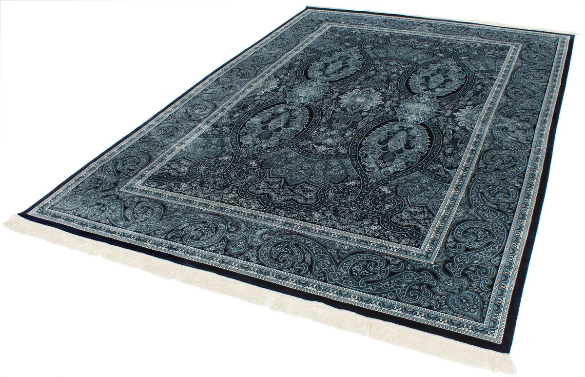 7x10 Navy and Ivory Turkish Antep Rug