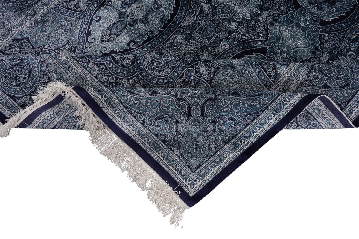 6x8 Navy and Ivory Turkish Antep Rug
