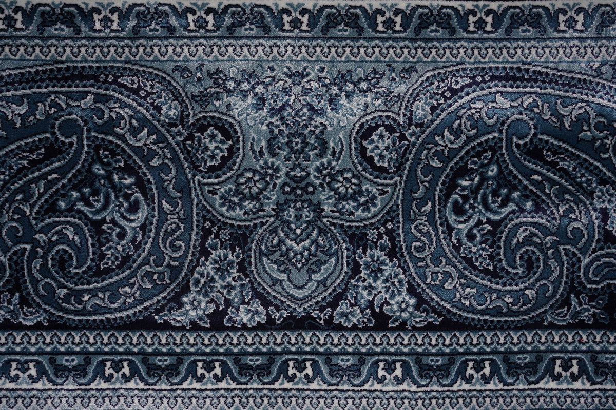 6x8 Navy and Ivory Turkish Antep Rug