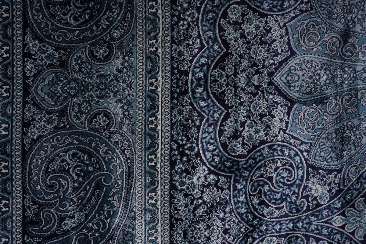 6x8 Navy and Ivory Turkish Antep Rug
