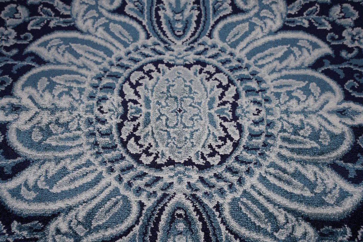 6x8 Navy and Ivory Turkish Antep Rug