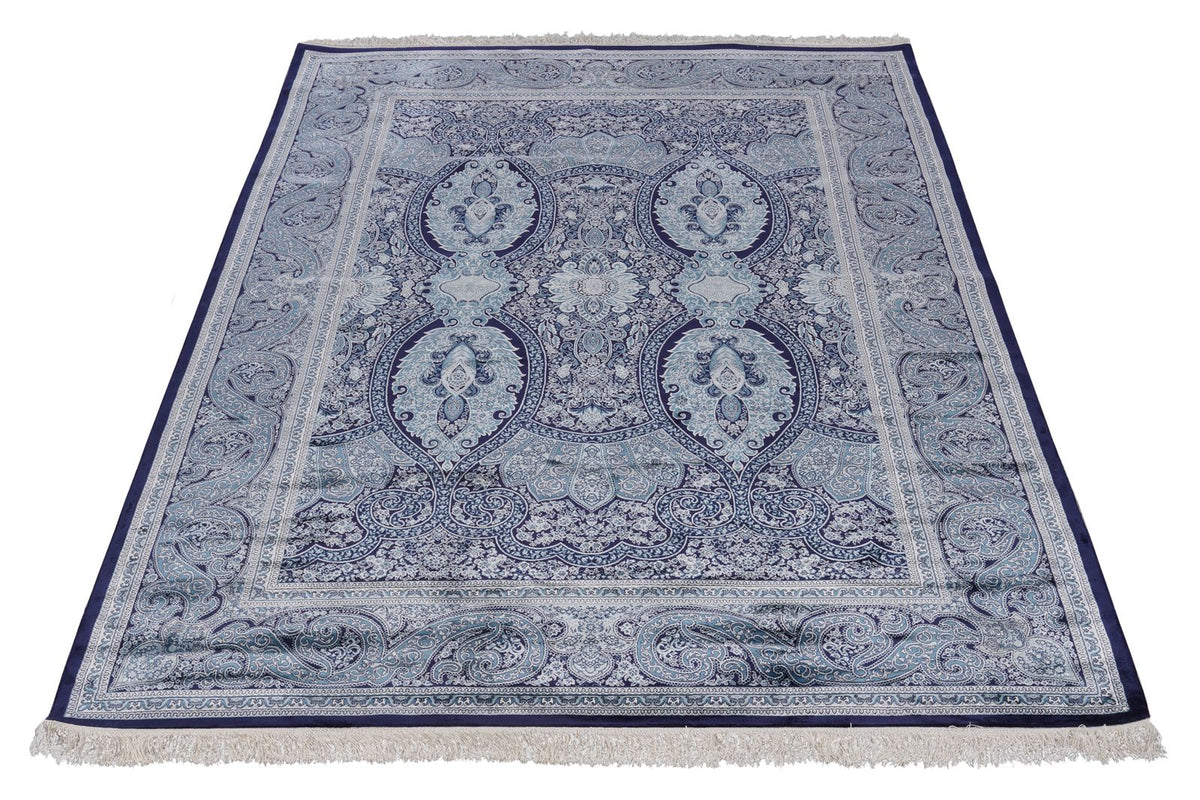 6x8 Navy and Ivory Turkish Antep Rug