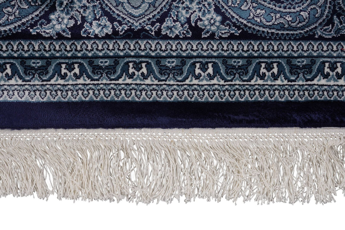 6x8 Navy and Ivory Turkish Antep Rug