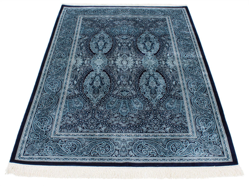 4x6 Navy and Ivory Turkish Antep Rug