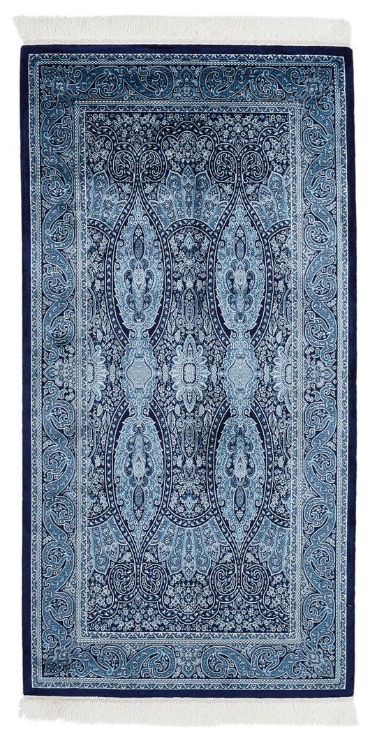 3x5 Navy and Ivory Kazak Tribal Rug