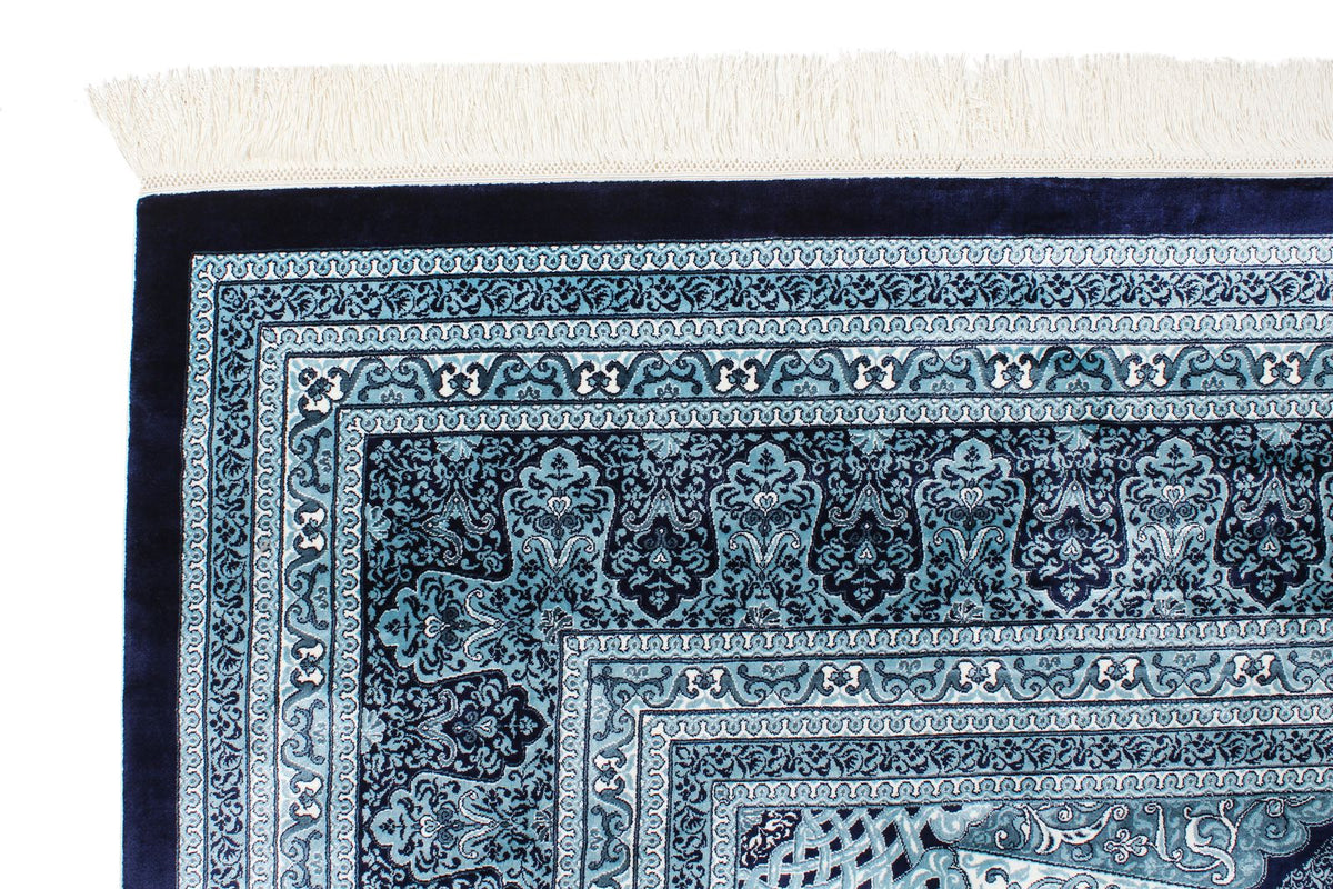 8x11 Navy and Ivory Turkish Antep Rug