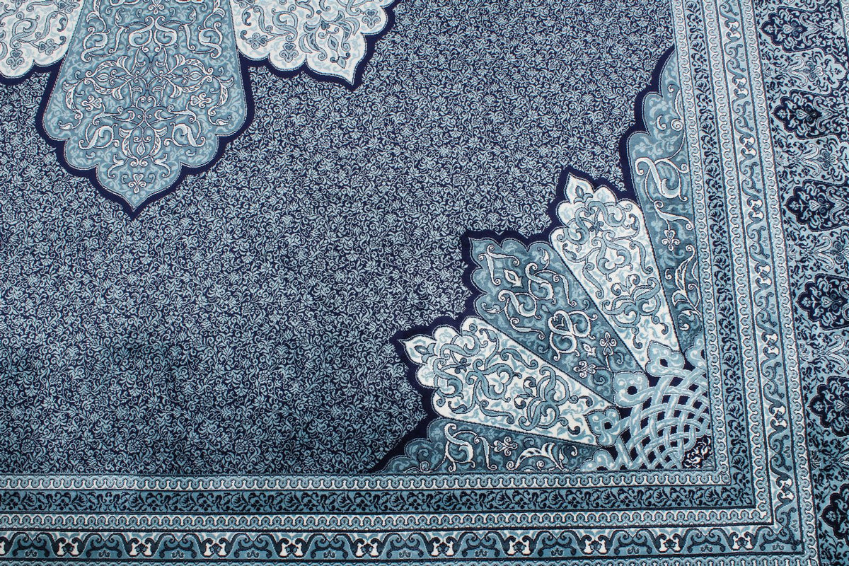 8x11 Navy and Ivory Turkish Antep Rug
