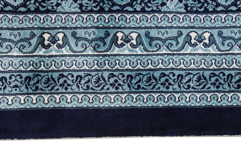 8x11 Navy and Ivory Turkish Antep Rug