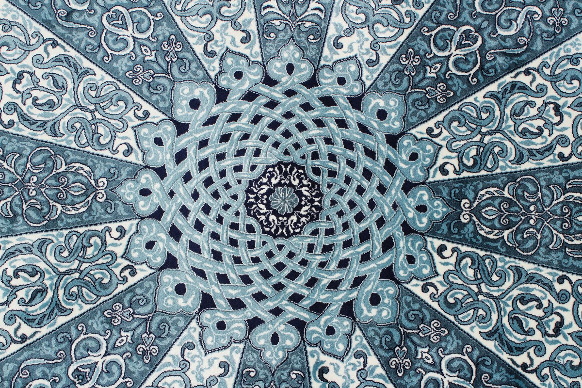 8x11 Navy and Ivory Turkish Antep Rug