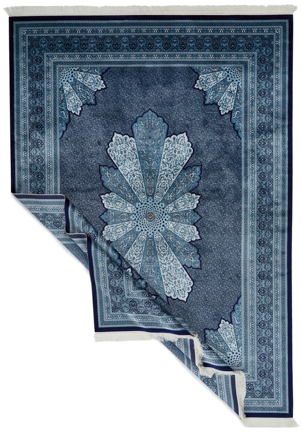 8x11 Navy and Ivory Turkish Antep Rug