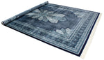 8x11 Navy and Ivory Turkish Antep Rug