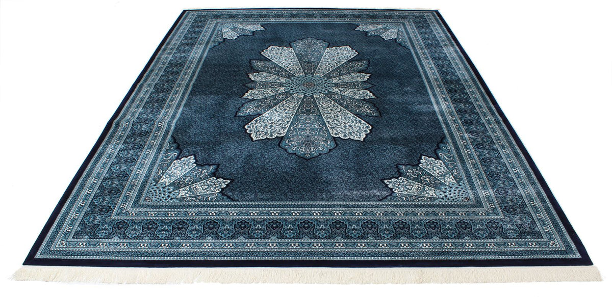 8x11 Navy and Ivory Turkish Antep Rug