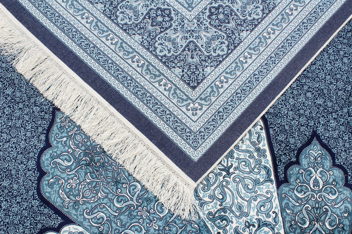 8x11 Navy and Ivory Turkish Antep Rug