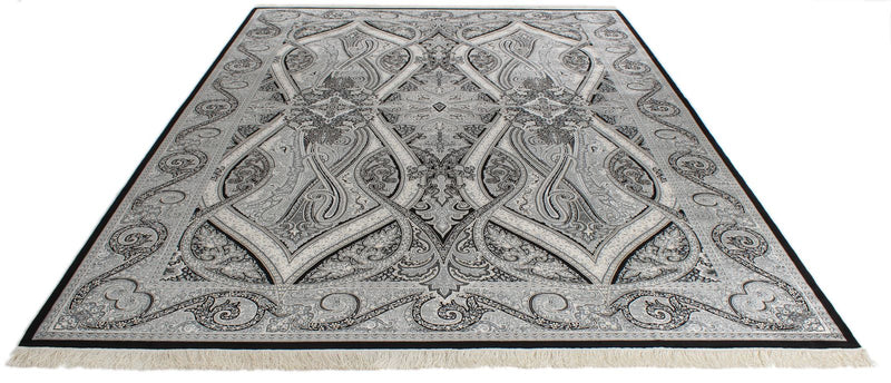 8x11 Black and Ivory Turkish Antep Rug