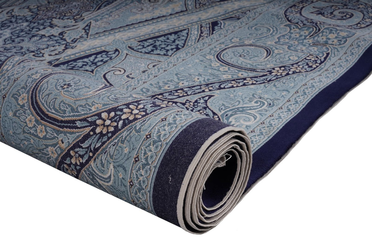 8x11 Navy and Ivory Turkish Antep Rug