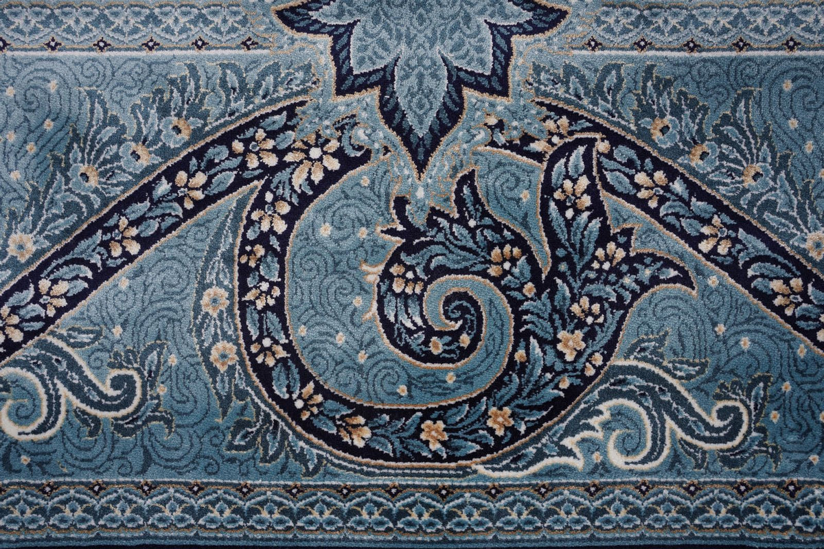8x11 Navy and Ivory Turkish Antep Rug