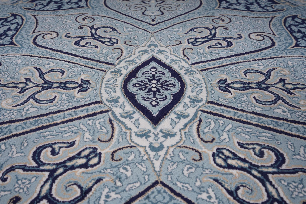 8x11 Navy and Ivory Turkish Antep Rug