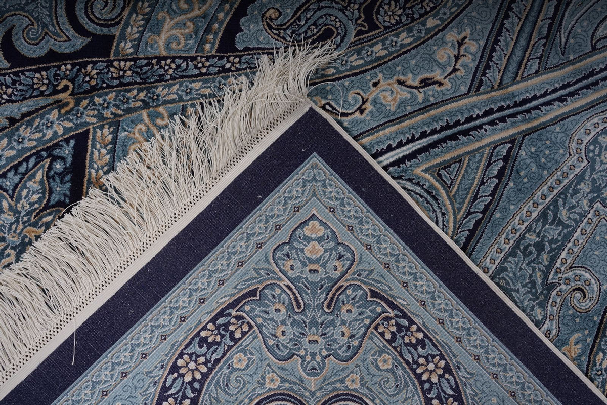 8x11 Navy and Ivory Turkish Antep Rug