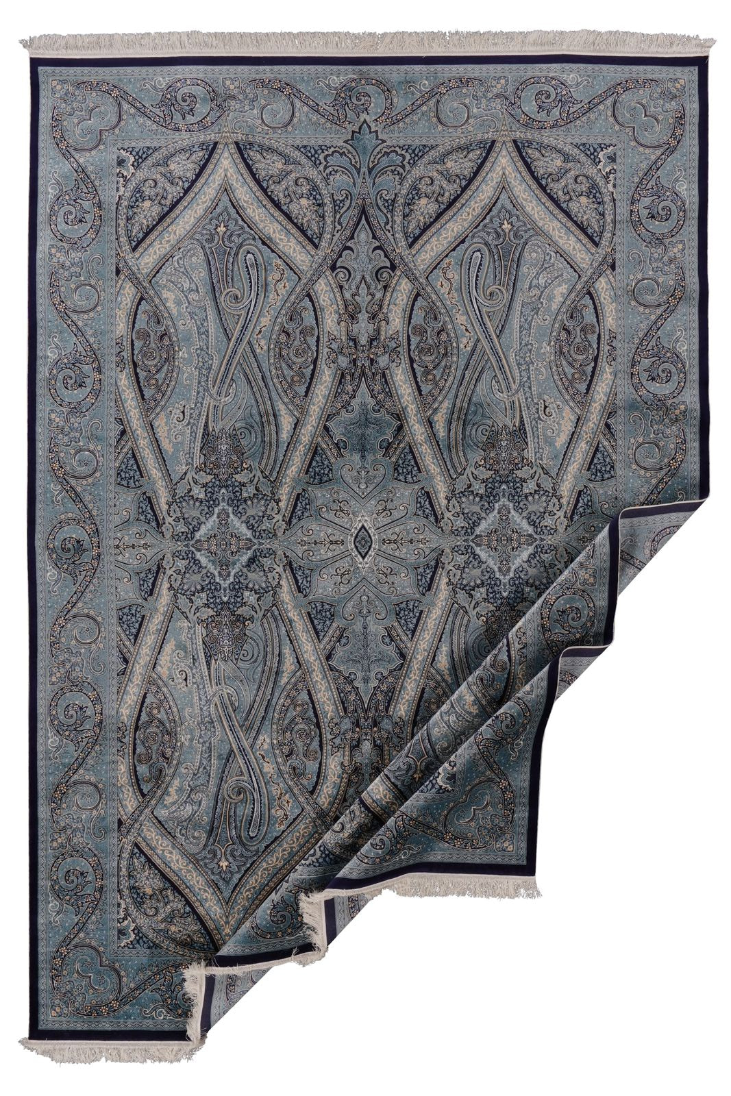 8x11 Navy and Ivory Turkish Antep Rug