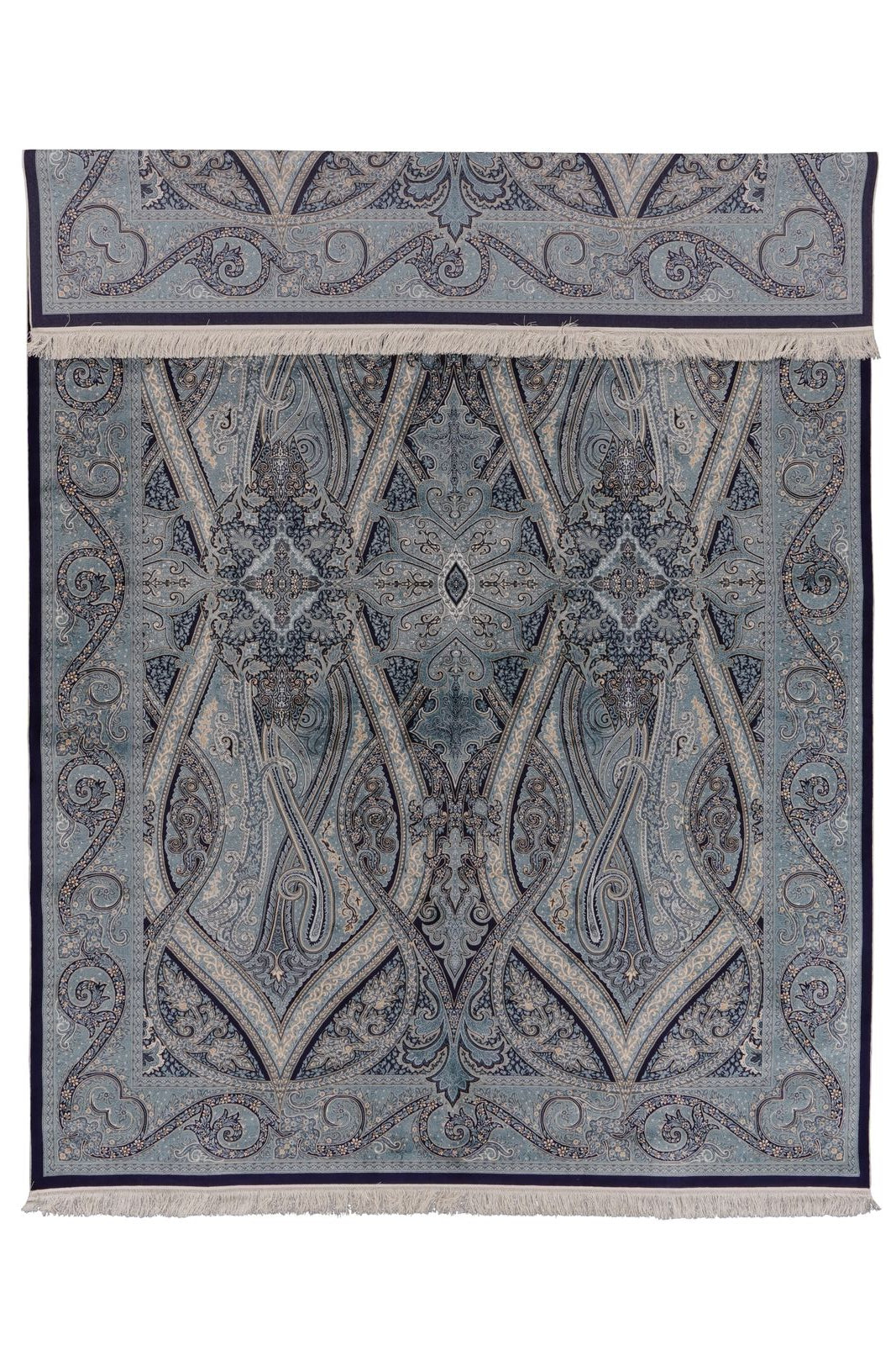 8x11 Navy and Ivory Turkish Antep Rug