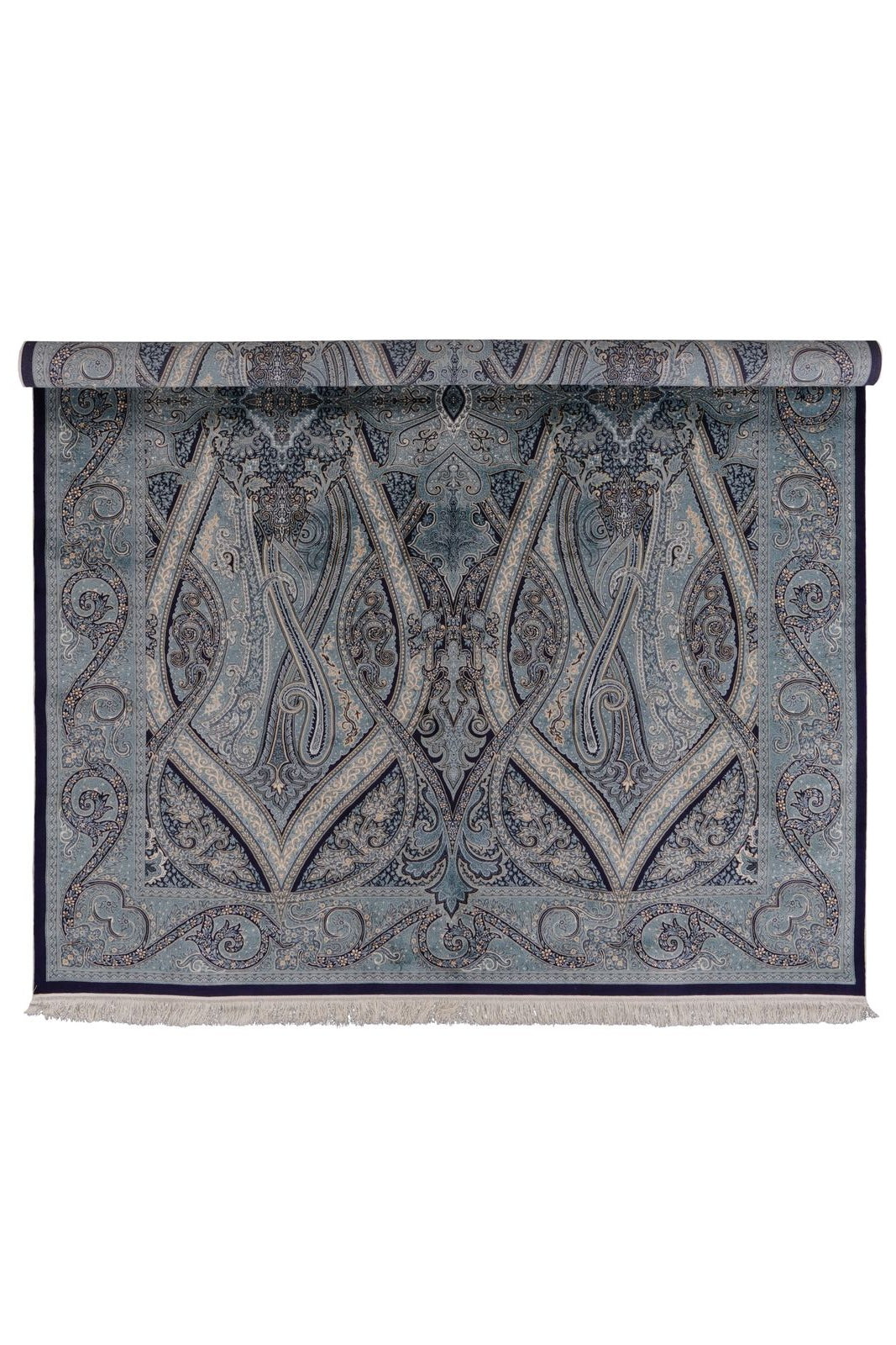 8x11 Navy and Ivory Turkish Antep Rug