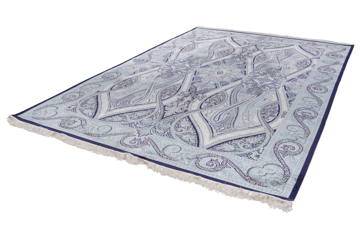8x11 Navy and Ivory Turkish Antep Rug
