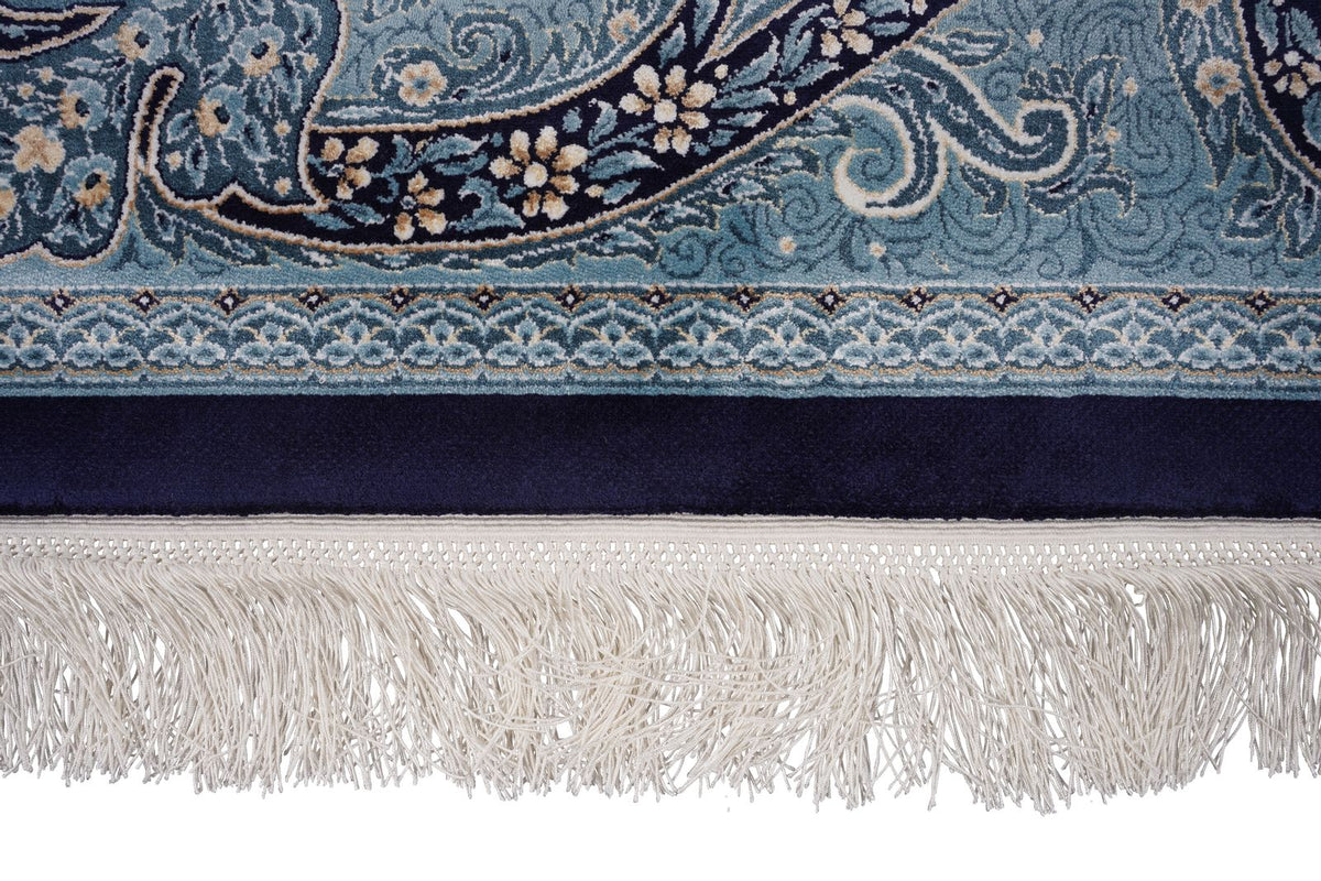 8x11 Navy and Ivory Turkish Antep Rug