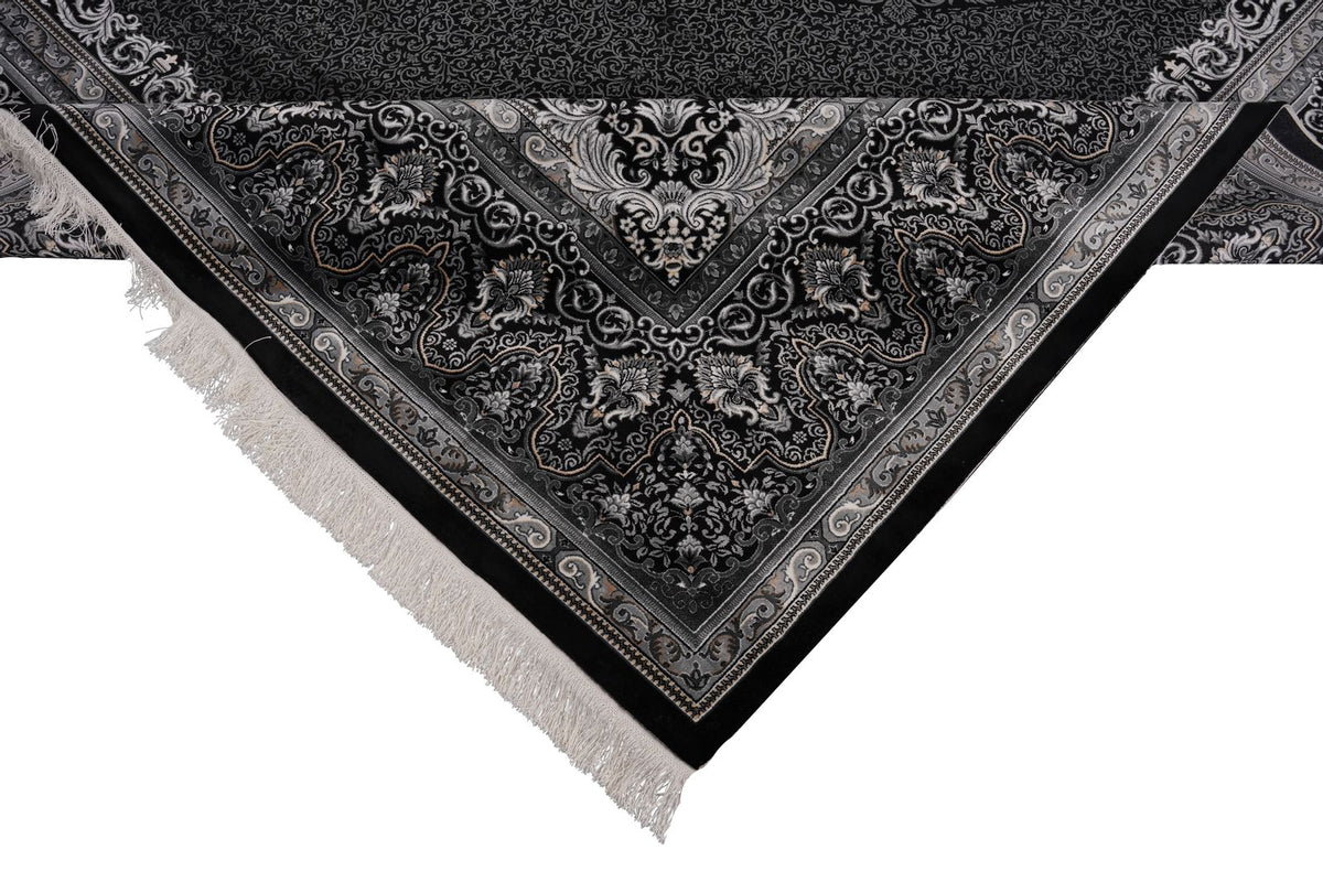 10x13 Black and Ivory Turkish Antep Rug