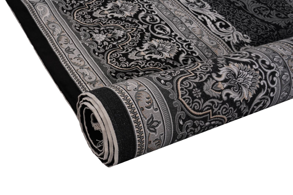 10x13 Black and Ivory Turkish Antep Rug