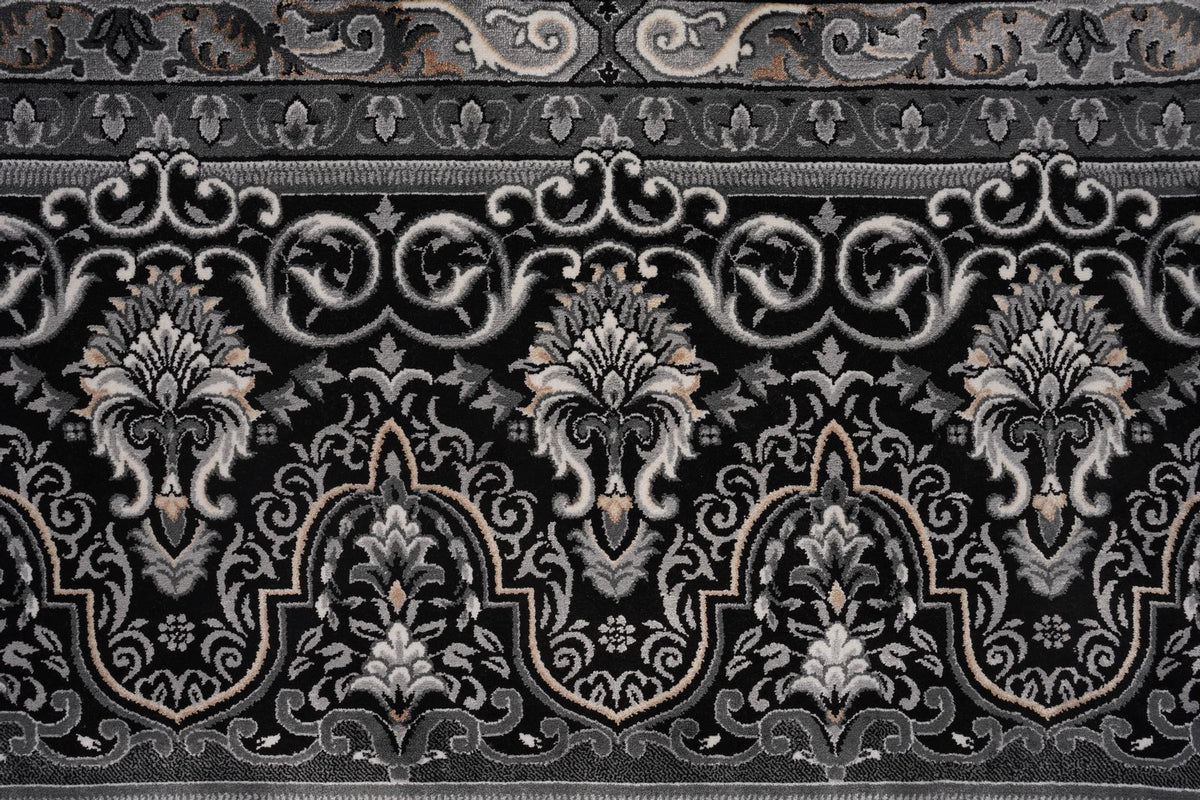 10x13 Black and Ivory Turkish Antep Rug