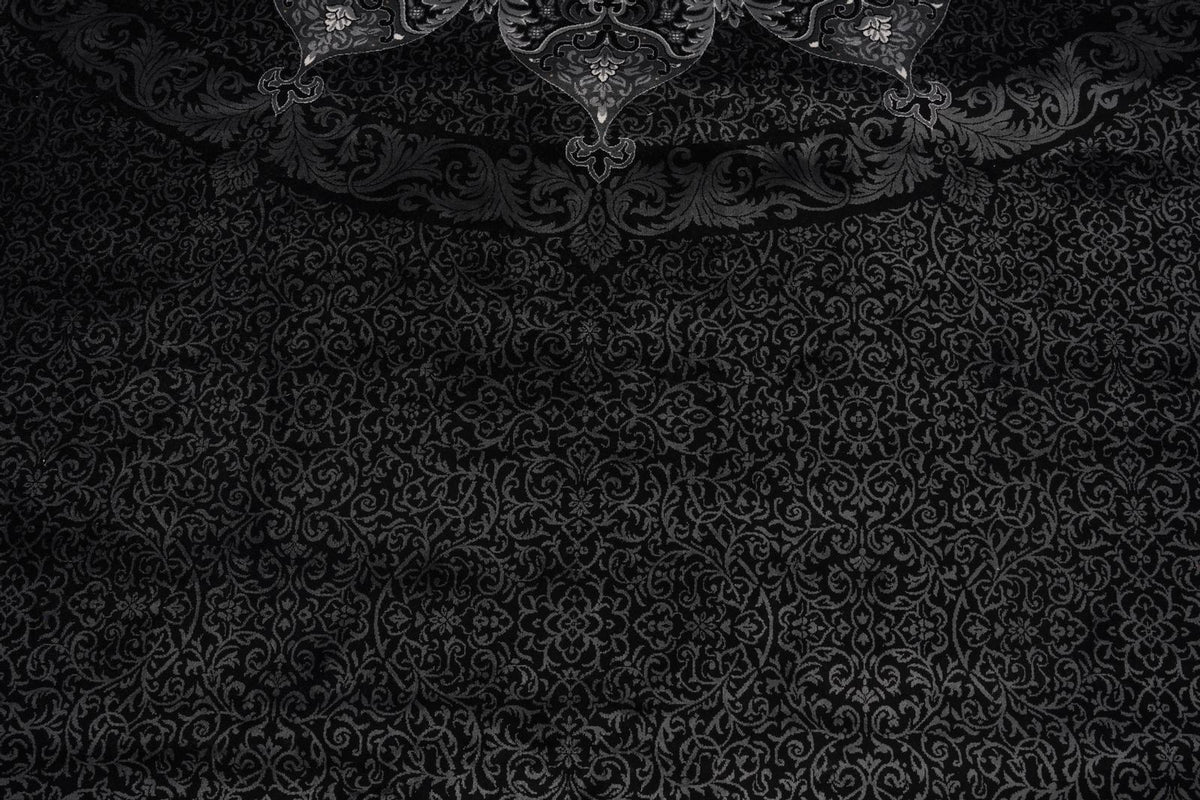 10x13 Black and Ivory Turkish Antep Rug