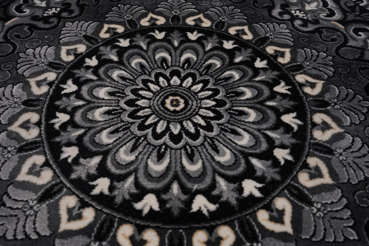 10x13 Black and Ivory Turkish Antep Rug