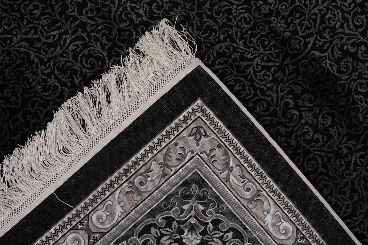 10x13 Black and Ivory Turkish Antep Rug