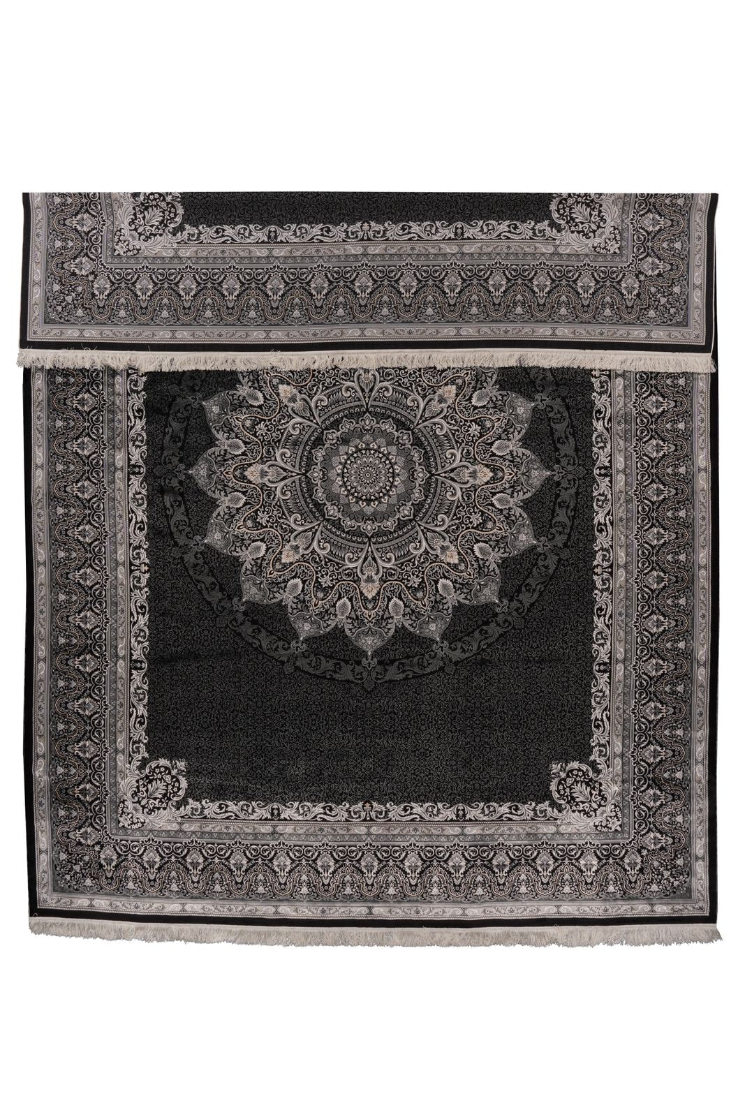 10x13 Black and Ivory Turkish Antep Rug