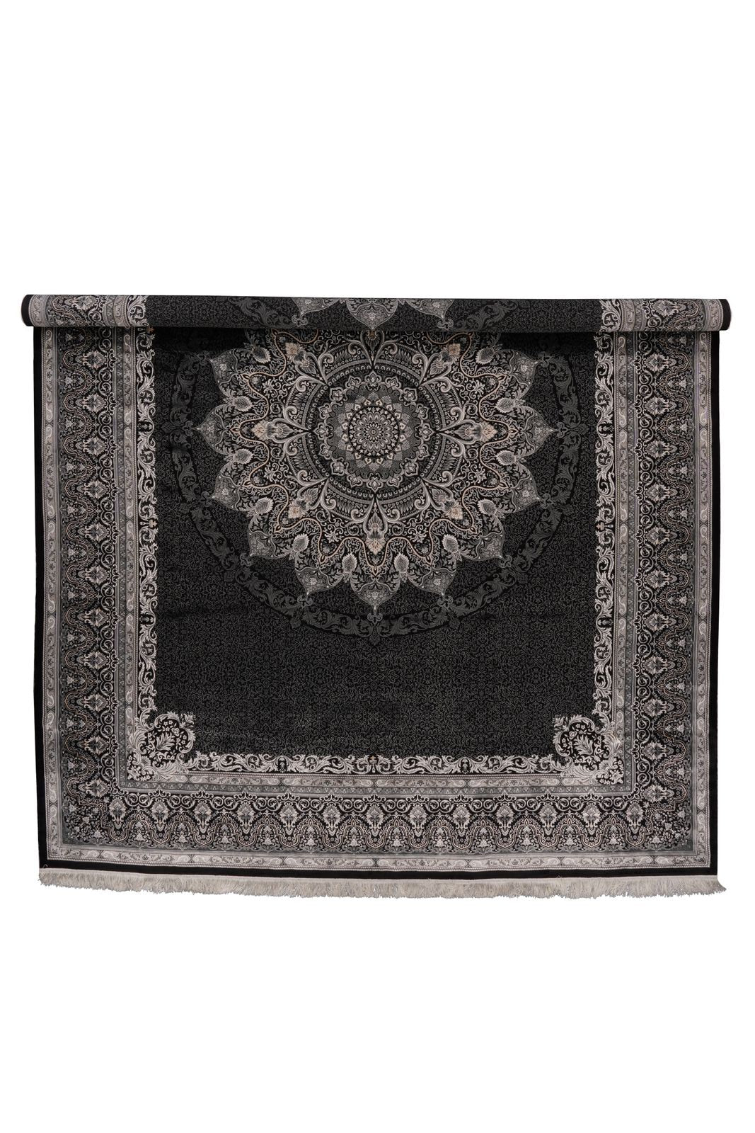 10x13 Black and Ivory Turkish Antep Rug